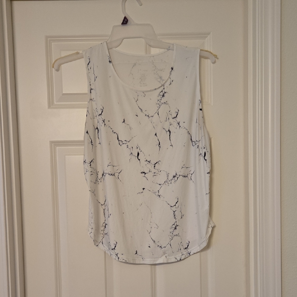 BuffBunny White and Black Marble Tank Top
